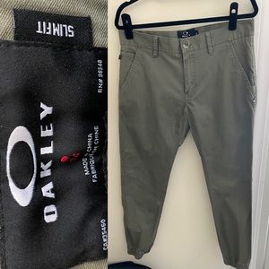 Oakley Slim Fit Joggers. Two Pairs, both size 34 waist. One Navy Blue, one Green